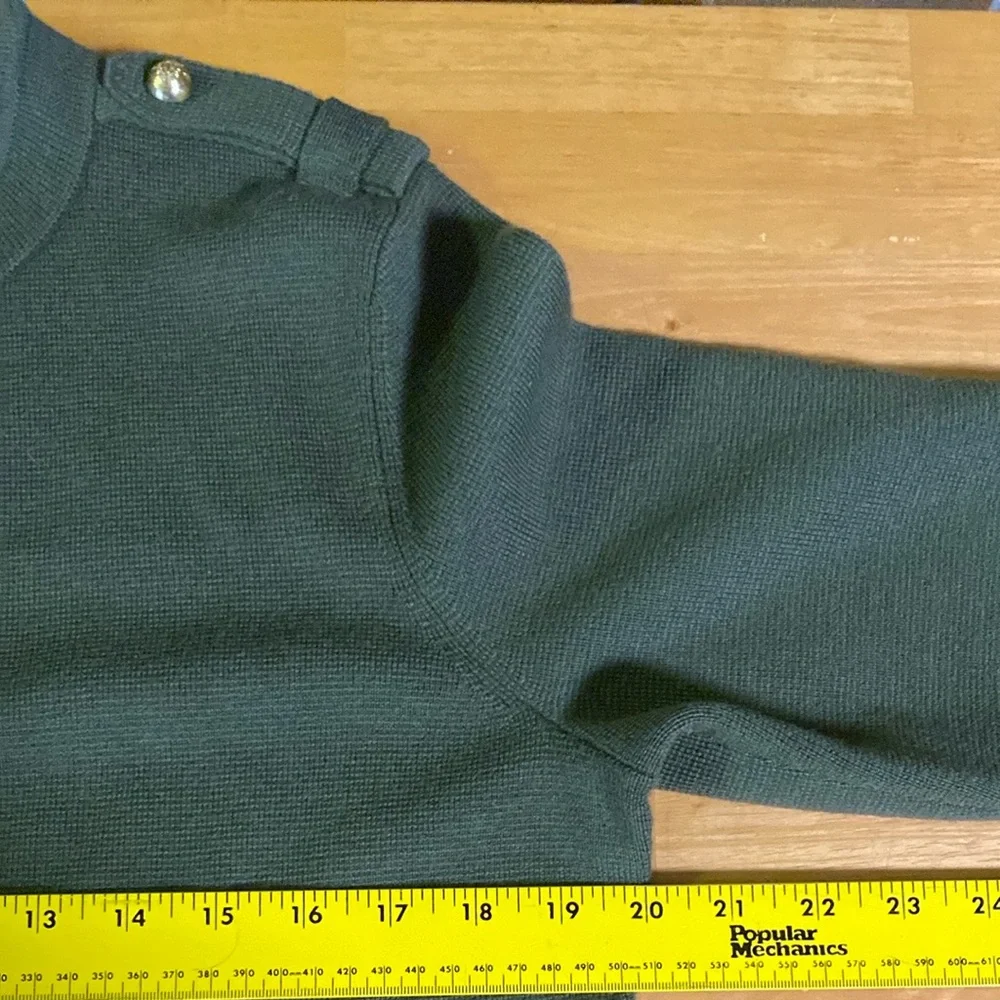 Talbots Petites Military Style Cardigan Jacket Pure Merino Wool Army Green
